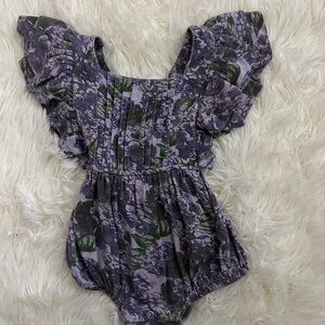 Kate Quinn Purple Hydrangea Floral flutter romper